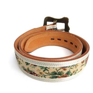 NUMBER (N)INE 09SS ベルト ゴブラン ジャカード ハトメ 花柄 総柄 アイボリー