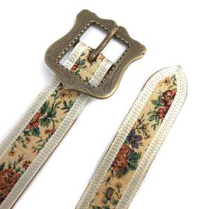 NUMBER (N)INE 09SS ベルト ゴブラン ジャカード ハトメ 花柄 総柄 アイボリー
