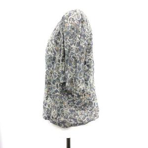 ISABEL MARANT ETOILE 18AW ブラウス シャツ 五分袖 ノーカラー プルオーバー 花柄 フローラル リネン 34 XS グレー