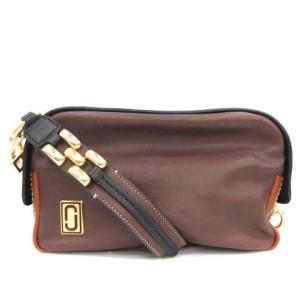 ショルダーバッグ レザー ロゴ 茶 ブラウン