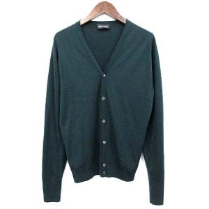 カーディガン ウール ニット 薄手 S グリーン 緑 