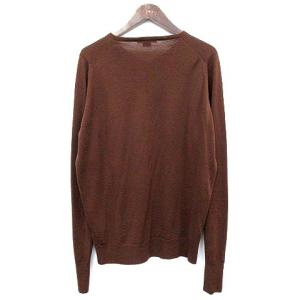 JOHN SMEDLEY ニット Vネック 薄手 セーター ウール L 茶 