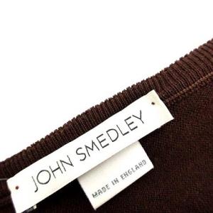 JOHN SMEDLEY ニット Vネック 薄手 セーター ウール L 茶 