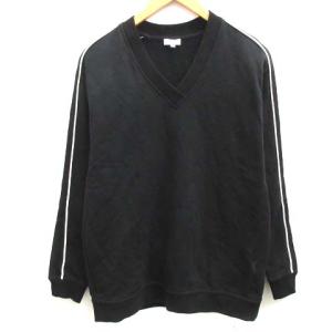 KENZO XS 19年 スウェット トレーナー SWEATSHIRT ロゴ Vネック 長袖 黒 ブラック