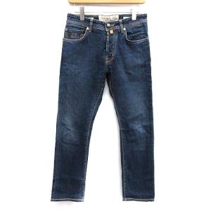 デニム ジーンズ パンツ ストレート 刺繍 ロゴ W30 インディゴ