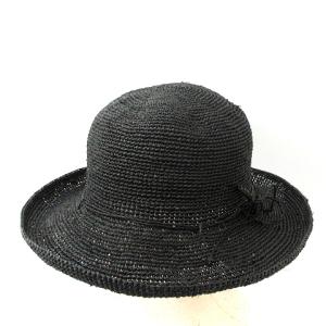 ラフィアハット 帽子 ブラック