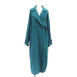 トレンチコート シースルー バックプリーツ 青緑 ブルー グリーン
