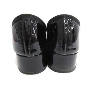 Repetto 36 22.7cm バレエシューズ フラット エナメル ヒール 3cm 黒 ブラック