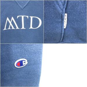 Champion リバースウィーブ × エムティーデザイン Mt Design スウェット トレーナー クルーネック 長袖 エルボーパッチ ロゴ