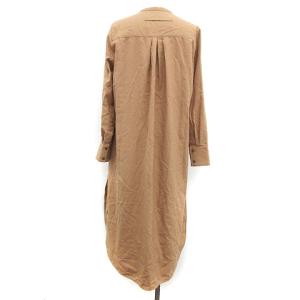 TICCA ワンピース ロング バンドカラー 長袖 比翼ボタン ウール F キャメル