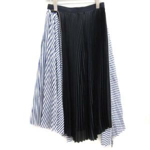 sacai 19SS スカート ロング ミモレ丈 プリーツ Shirting Skirt ストライプ