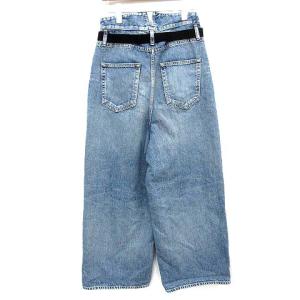 nagonstans 19AW デニムパンツ ハイウエスト ワイド USED加工 ベルト付き 34 ウォッシュ ブルー