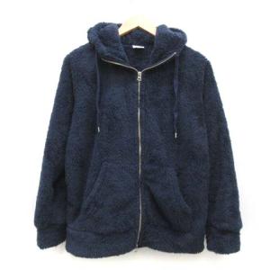 Champion M セットアップ 上下 パーカー ボア フリース ジップアップ パンツ ワッペン 紺 ネイビー