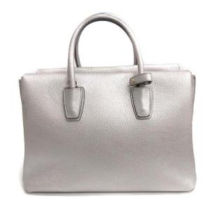 MCM ハンドバッグ レザー シルバー色