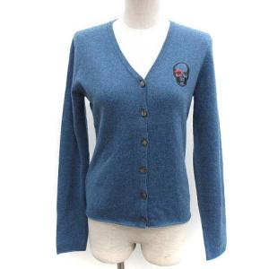 カーディガン ニット スカル ドクロ カシミヤ M 青 ブルー