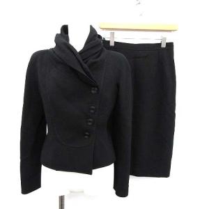 スーツ セットアップ 上下 ジャケット スカート ひざ丈 6 S 黒 ブラック