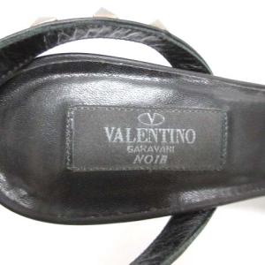 VALENTINO GARAVANI NOIR 37.5 24cm サンダル ロックスタッズ ピンヒール 10cm ストラップ レザー 黒 ブラック