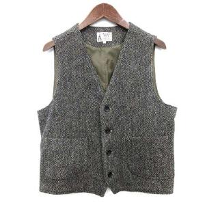 ハリスツイード Harris Tweed 別注 ベスト ツイード ヘリンボーン ジレ L グレー
