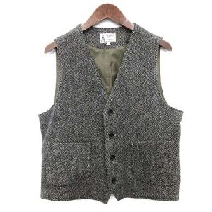 ハリスツイード Harris Tweed 別注 ベスト ツイード ヘリンボーン ジレ L グレー 