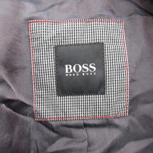 HUGO BOSS テーラードジャケット シングル 2B サイドベンツ ギンガムチェック 46 M グレー