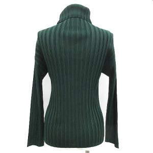 PLEATS PLEASE ISSEY MIYAKE 0カットソー ロンT タートルネック 長袖 プリーツ 3 L 緑 グリーン