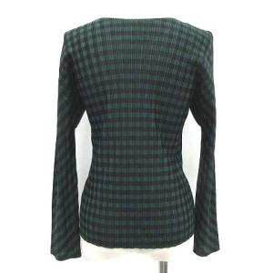 PLEATS PLEASE ISSEY MIYAKE 0 カットソー ボーダー プリーツ 長袖 3 L 黒 ブラック 緑