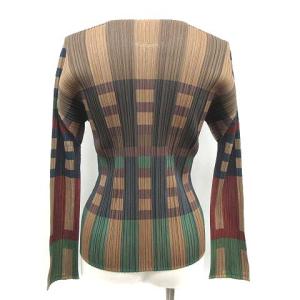 PLEATS PLEASE ISSEY MIYAKE 0カットソー 総柄 プリーツ 長袖 3 L マルチカラー