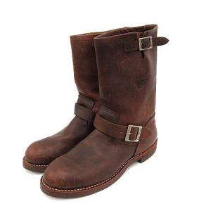 09年製  エンジニアブーツ ミディアム レザー USA製 9D 27.0cm 茶 ブラウン