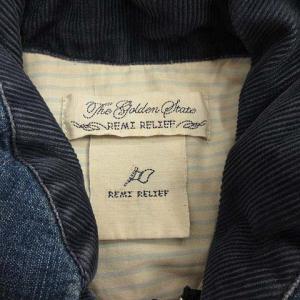 REMI RELIEF ダウンベスト アウター デニム レザー 切替 L インディゴ