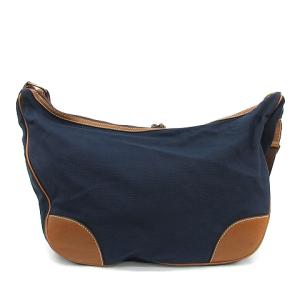 HUNTING WORLD ショルダーバッグ キャンバス レザー ネイビー ブラウン