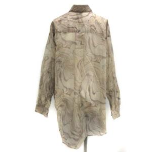 BEAUTY&YOUTH UNITED ARROWS ロク 6 20SS 36 S ブラウス シャツ SUKE MARBLE PRINT SHIRT シアー 総柄 長袖 カーキ