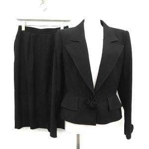 MISS V スーツ セットアップ 上下 テーラードジャケット スカート 花 フラワー ヴィンテージ 40 6 M 黒 ブラック