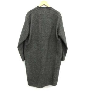 EDIFICE 19AW ノーカラーコート アウター ロング BRS メルトン ヘリンボーン L グレー