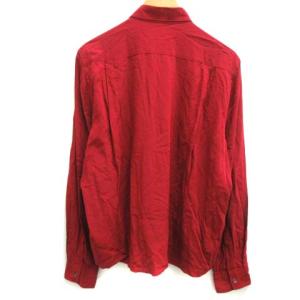 COMME des GARCONS SHIRT L シャツ ニット切替 長袖 フランス製 ボルドー 茶 ブラウン
