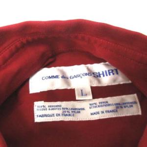 COMME des GARCONS SHIRT L シャツ ニット切替 長袖 フランス製 ボルドー 茶 ブラウン
