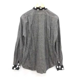 COMME des GARCONS HOMME PLUS AD2011 シャンブレーシャツ デニム ウォッシュ加工 長袖 ドット 切替 S グレー 白 黒
