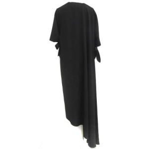 Martin Margiela 1 40 L ワンピース ロング アシンメトリー Vネック リボン 五分袖 黒 ブラック
