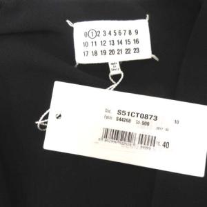 Martin Margiela 1 40 L ワンピース ロング アシンメトリー Vネック リボン 五分袖 黒 ブラック