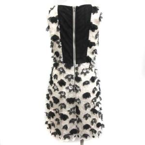 alice + olivia 2 M ワンピース ひざ丈 ノースリーブ 花装飾 白 黒
