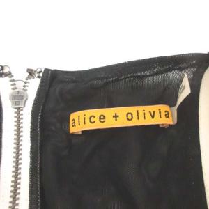 alice + olivia 2 M ワンピース ひざ丈 ノースリーブ 花装飾 白 黒
