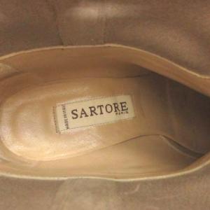 SARTORE 37 24cm ショートブーツ スエード チャンキーヒール 4.5cm ベージュ