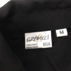 GRAMiCCi M ジョーゼットシャツワンピース ロング 半袖 黒 ブラック