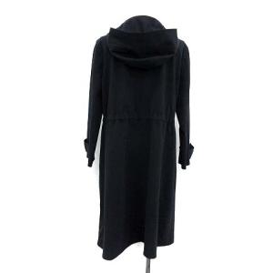 OLD ENGLAND フーテッドコート ロング 比翼ボタン 34 XS 紺 ネイビー