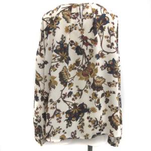 Lois CRAYON M ブラウス プルオーバー 総柄 長袖 アイボリー 紺 茶