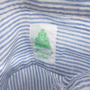 TOMORROWLAND フィナモレ Finamore シャツ 長袖 ホリゾンタルカラー ストライプ 麻 リネン 水色 ライトブルー