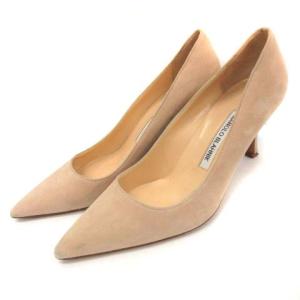 36.5 23cm パンプス ポインテッドトゥ ヒール 7cm スエード ベージュ