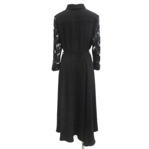 CHRISTIAN DADA 36 S ワンピース ロング マキシ丈 フレア レース 七分袖 黒 ブラック