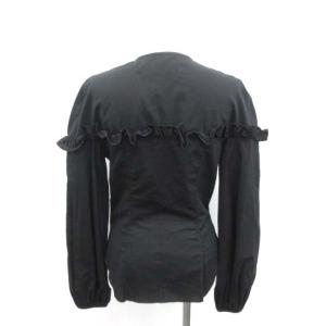 MARQUES ALMEIDA ブラウス シャツ 長袖 ノーカラー フリル S 黒 ブラック