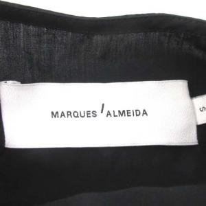 MARQUES ALMEIDA ブラウス シャツ 長袖 ノーカラー フリル S 黒 ブラック