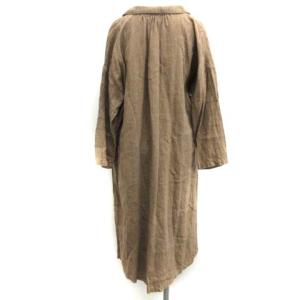 nest Robe ワンピース ロング リネン 長袖 茶 ブラウン